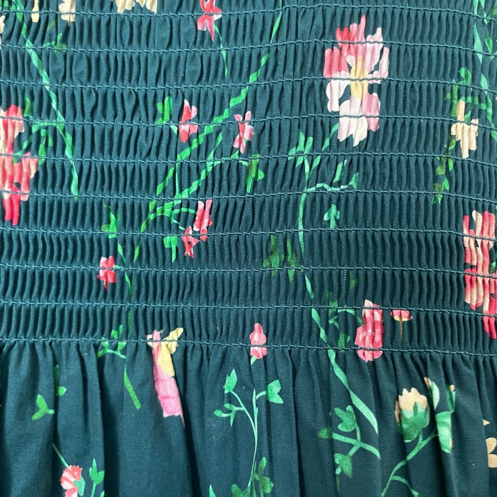 Hill House Teal Floral Midi Dress with Pink & White Accents - Picture 8 of 10